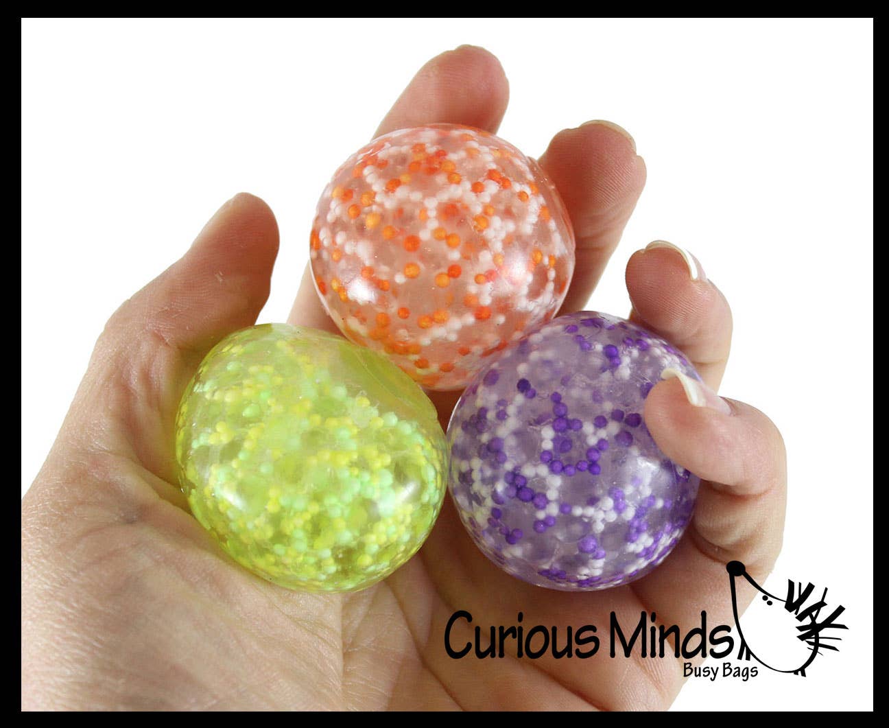 Curious Minds Toys - Wholesale Stress Relief Ball/Dough - 1 Pack of 3 Stress Balls -Small Amazing 1.5" Confetti Bead6