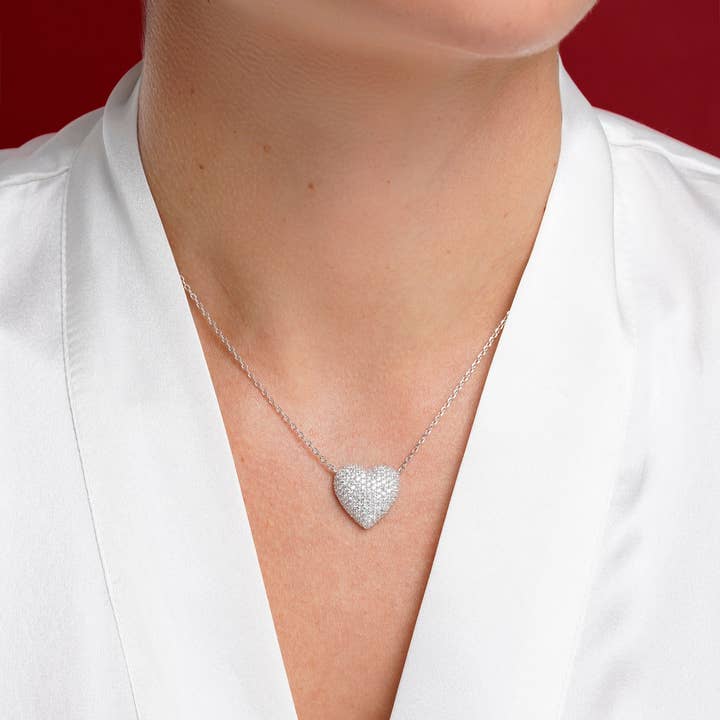 Itemporality - Wholesale Pendant/Charm Necklace - White pavé heart necklace3
