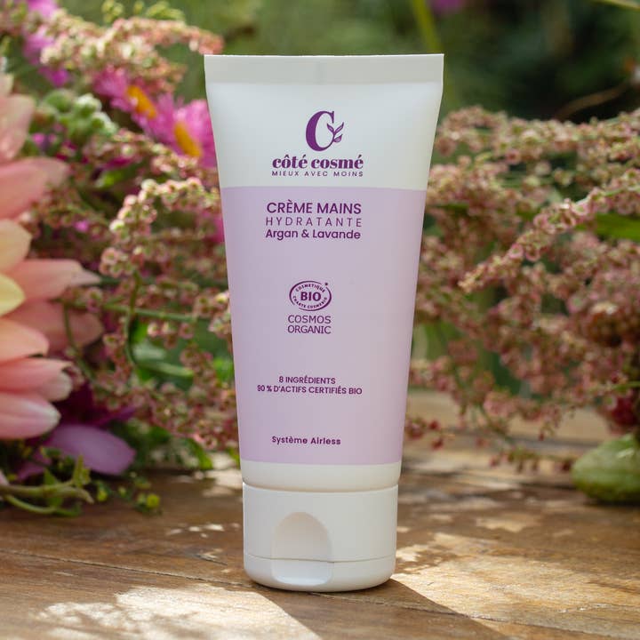 Crème mains toucher non gras 8 ingrédients - Argan pour la vente par Côté Cosmé