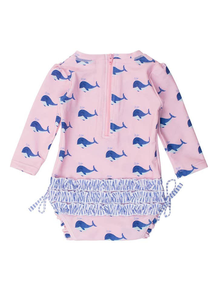 Baby Girls Pink Whale Friends Long Sleeve One Piece Rash Guard Swimsuit with Signature Rear Ruffles
for wholesale on Faire