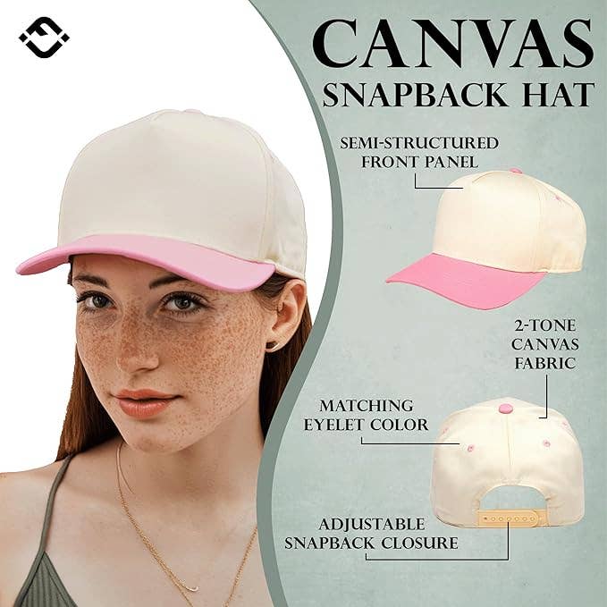 Funky Junque - Wholesale Baseball Cap - Unisex - Two Tone Vintage Snapback Hat - Pink/Beige