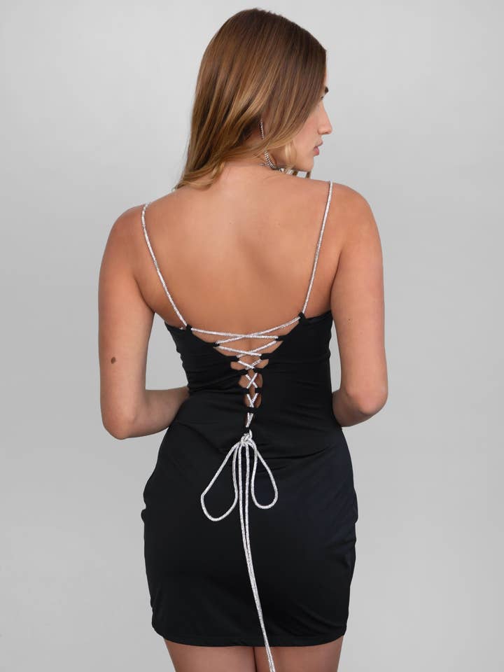 LESLY Milk Mini Dress With Embelished Straps for wholesale by TICTOC