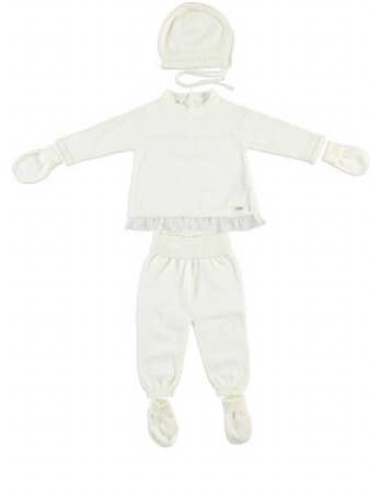 Taufset für Mädchen aus 100% Baumwolle, Ecru für den Großhandel von Monna Rosa Milano LLC