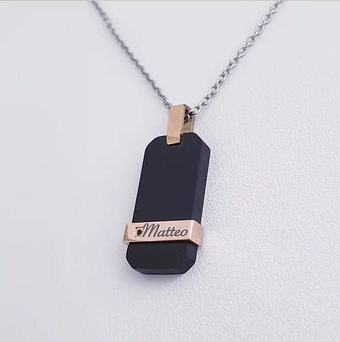 M di Martina - Wholesale Pendant/Charm Necklace - Men's Necklace Black Matt “Personalized”2