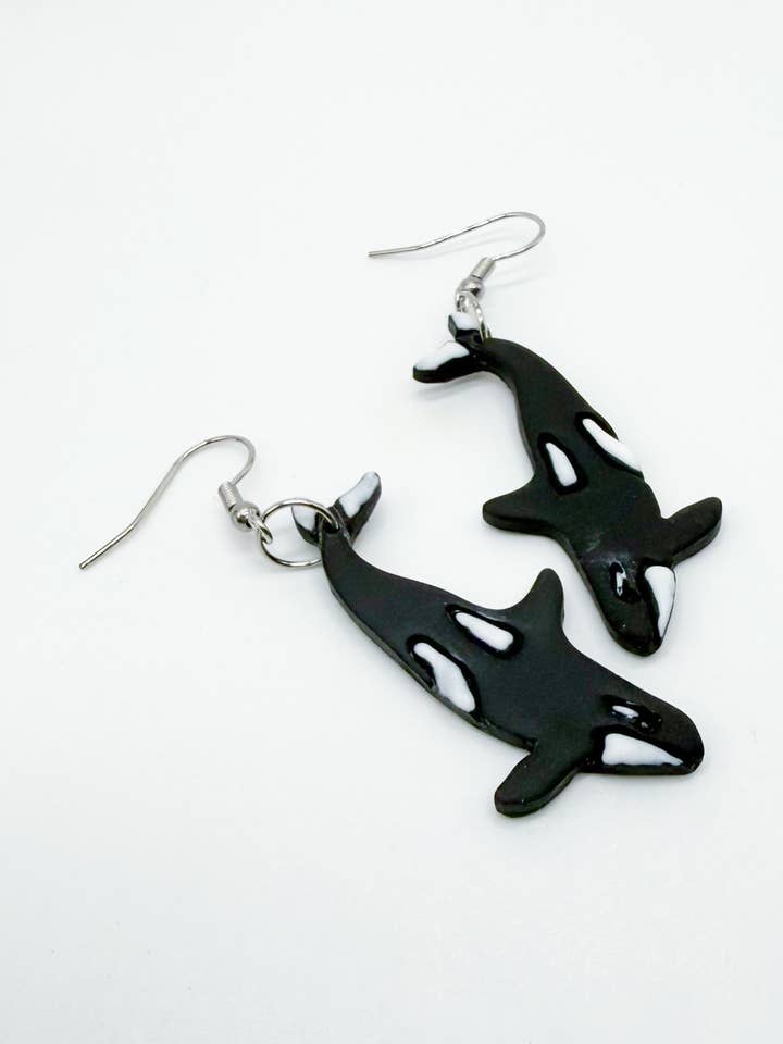Orca Earrings for wholesale by Wild Coho Clay