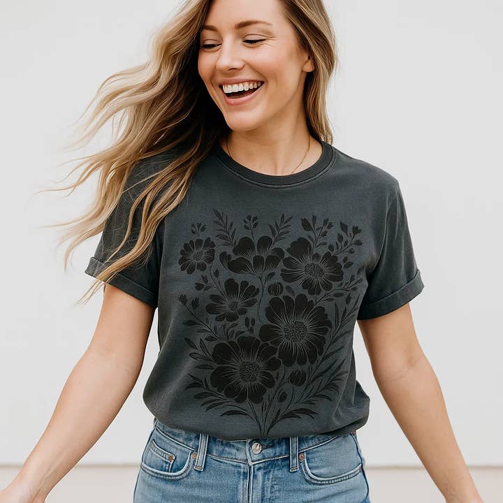 Soleinspire - Wholesale Screen Printed T-Shirt - Unisex - Floral Design Tee, Flower Shirt, Graphic T-Shirt