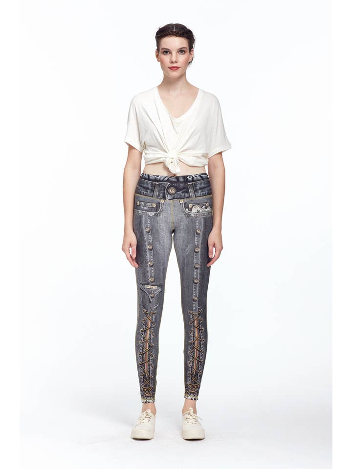 IPNG Design - Wholesale Fashion Leggings - Women's - Denim Print Leggings Sezar - Basic2