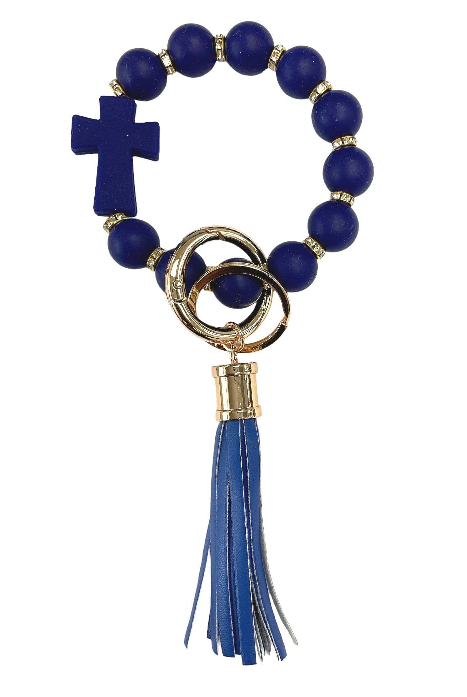 MiMi Wholesale - Vente Bracelets porte-clés - Bracelet porte-clés en forme de croix perlée en silicone BB139x1914