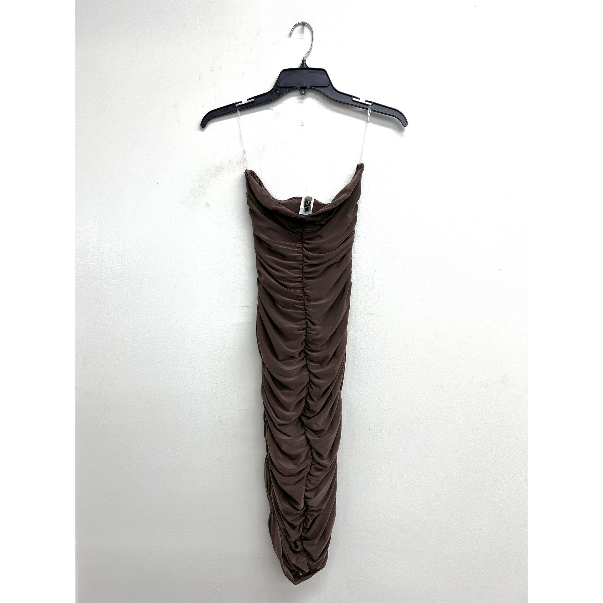 Uptown Apparel - Vendita all'ingrosso Vestito - Donna - Vestito midi a tubino con pieghe e doppio strato6