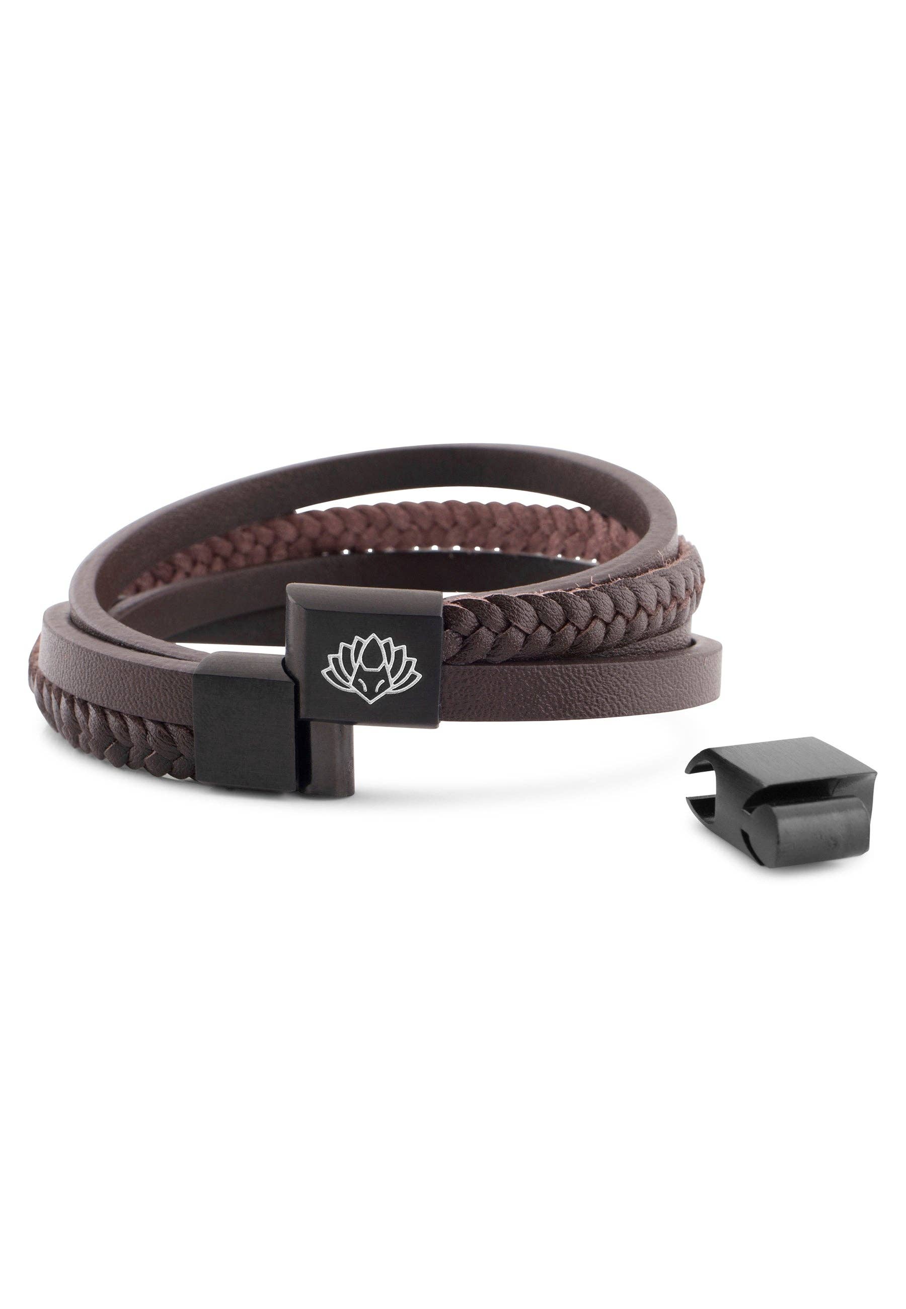 Blackskies - Wholesale Bangle Bracelet - Pathfinder Synthetic Leather Bracelet - Black Brown2