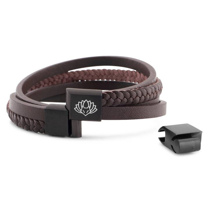 Blackskies - Wholesale Bangle Bracelet - Pathfinder Synthetic Leather Bracelet - Black Brown2