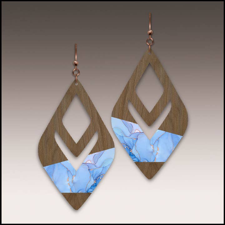 Solid Walnut Wood Earrings-C37W for wholesale by Willow by Illustrated Light