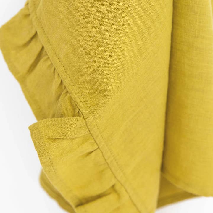 MagicLinen (We handle U.S. import procedures for you) - Wholesale Tea Towel - Ruffle trim tea towel in Moss Yellow | Kitchen towel1