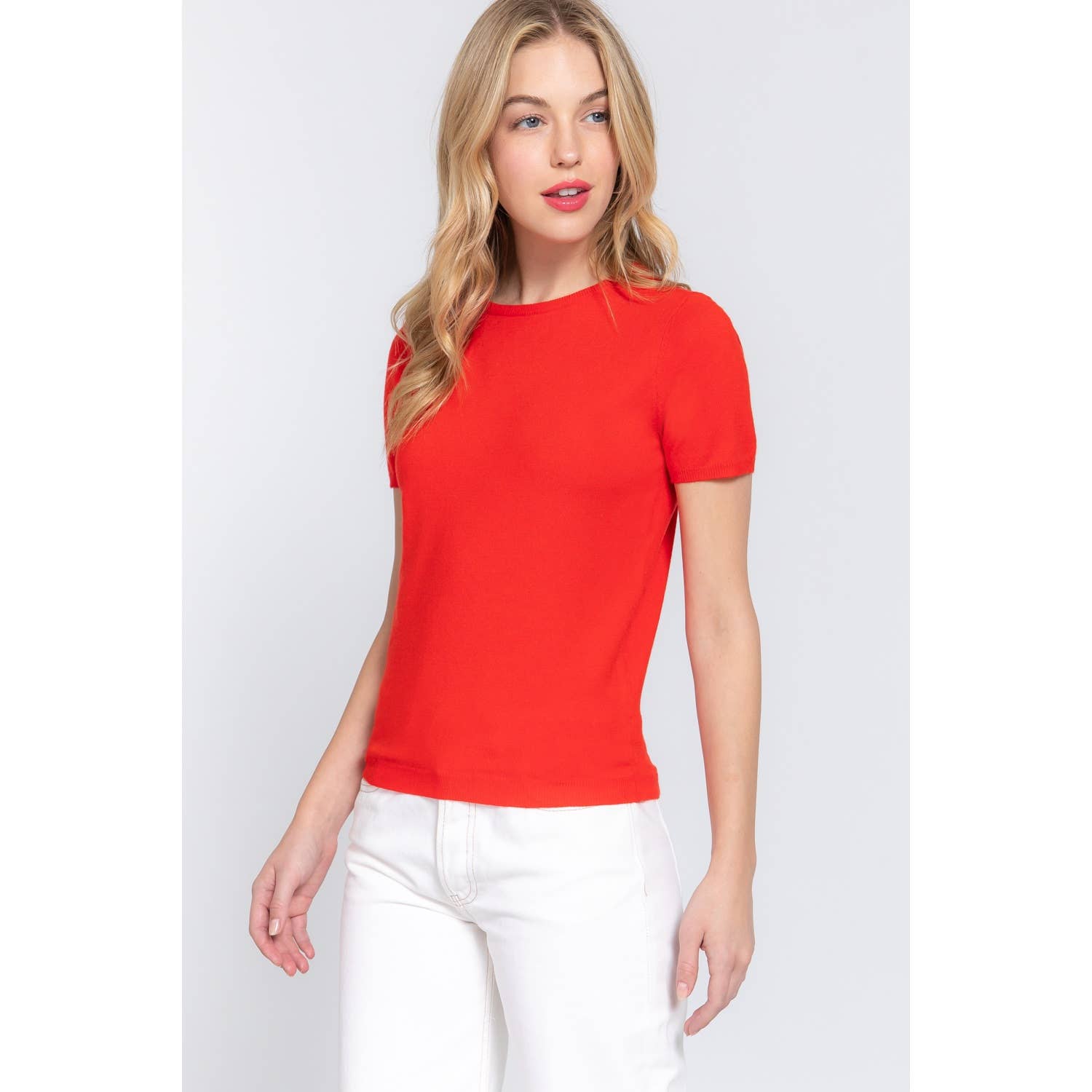 Apolline - Wholesale Knit Sweater - Women's - SHORT SLV ROUND NECK BASIC SPRING SWEATER7