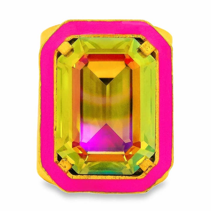TOVA - Wholesale Cocktail/Statement Ring - Big Dakota Ring in Neon Pink0