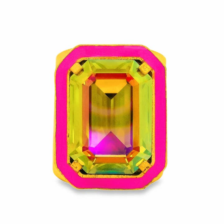 TOVA - Wholesale Cocktail/Statement Ring - Big Dakota Ring in Neon Pink