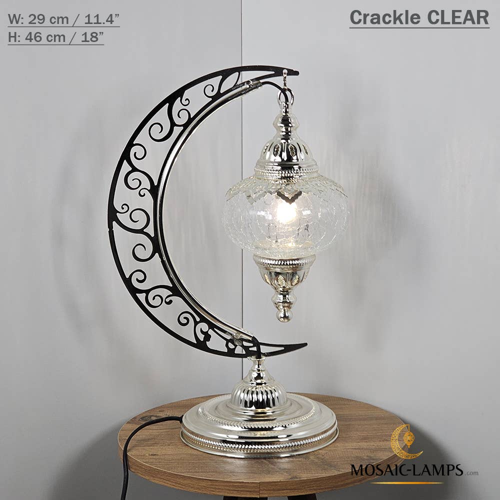 Mosaic Lamps - Vendita all'ingrosso Lampada da scrivania/d'accento - Lampada da scrivania Turkish Moon in argento, luci ad arco marocchine, Murano C2
