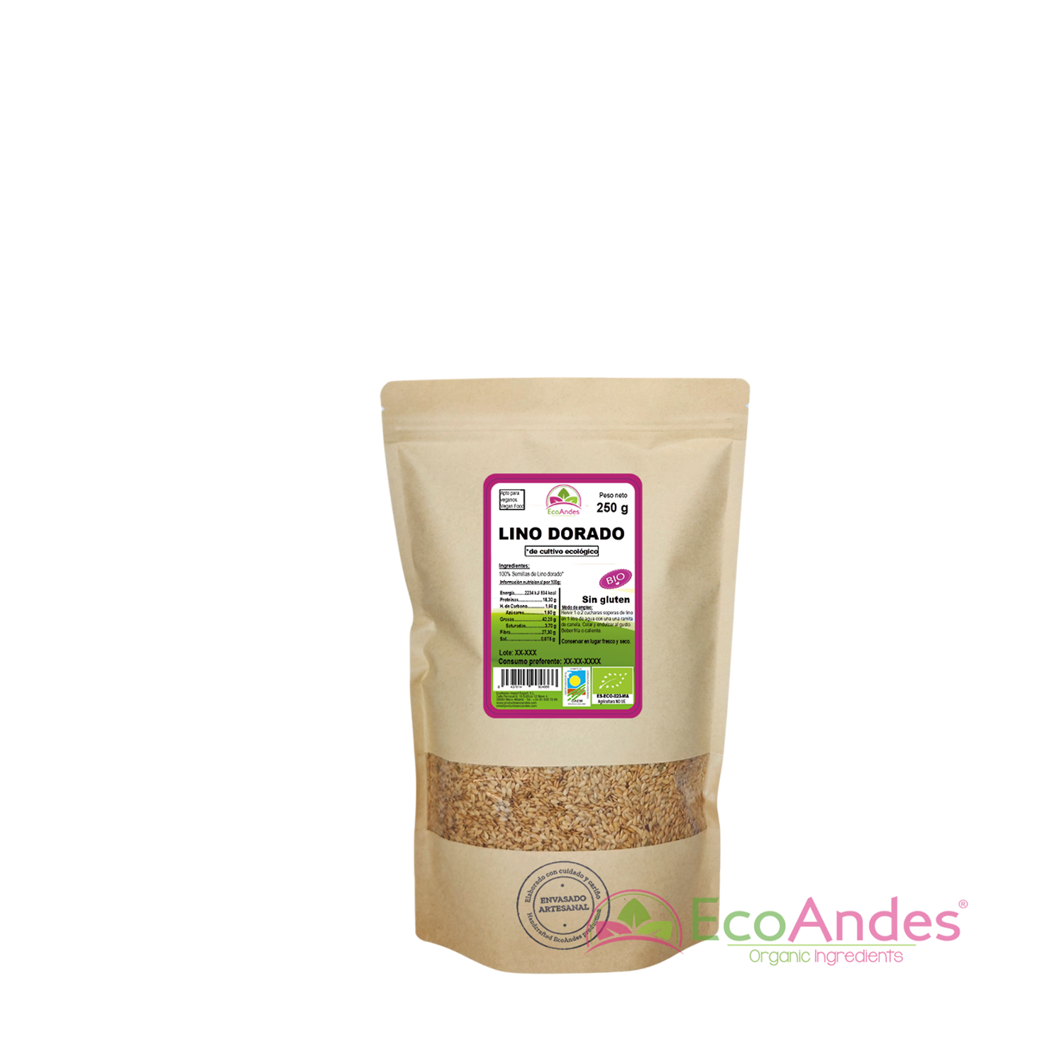 ECOANDES - Wholesale Seeds/Kernels - Golden Flax Seeds 250g - BIO0