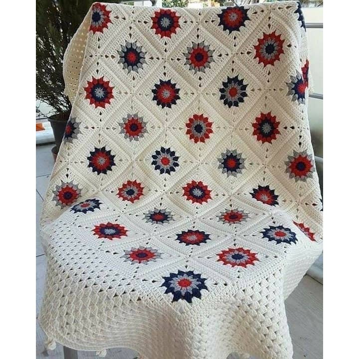Bohoasis - Vendita all'ingrosso Plaid - Copriletto uncinetto fiore, Granny Square, coperta all'uncinetto