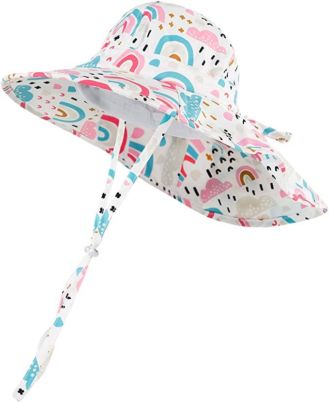 Funky Junque - Wholesale Bucket hat – kids - Infant/Toddler Patterned Bucket Hat - Rainbows & Clouds2