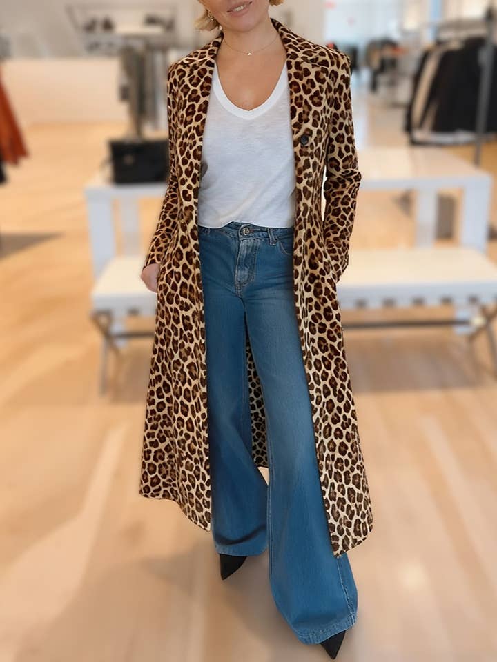 HIDDENBRAND - Wholesale Jacket - Women's - Vintage Leopard Print Collar Blazer Long Cardigan Jacket3