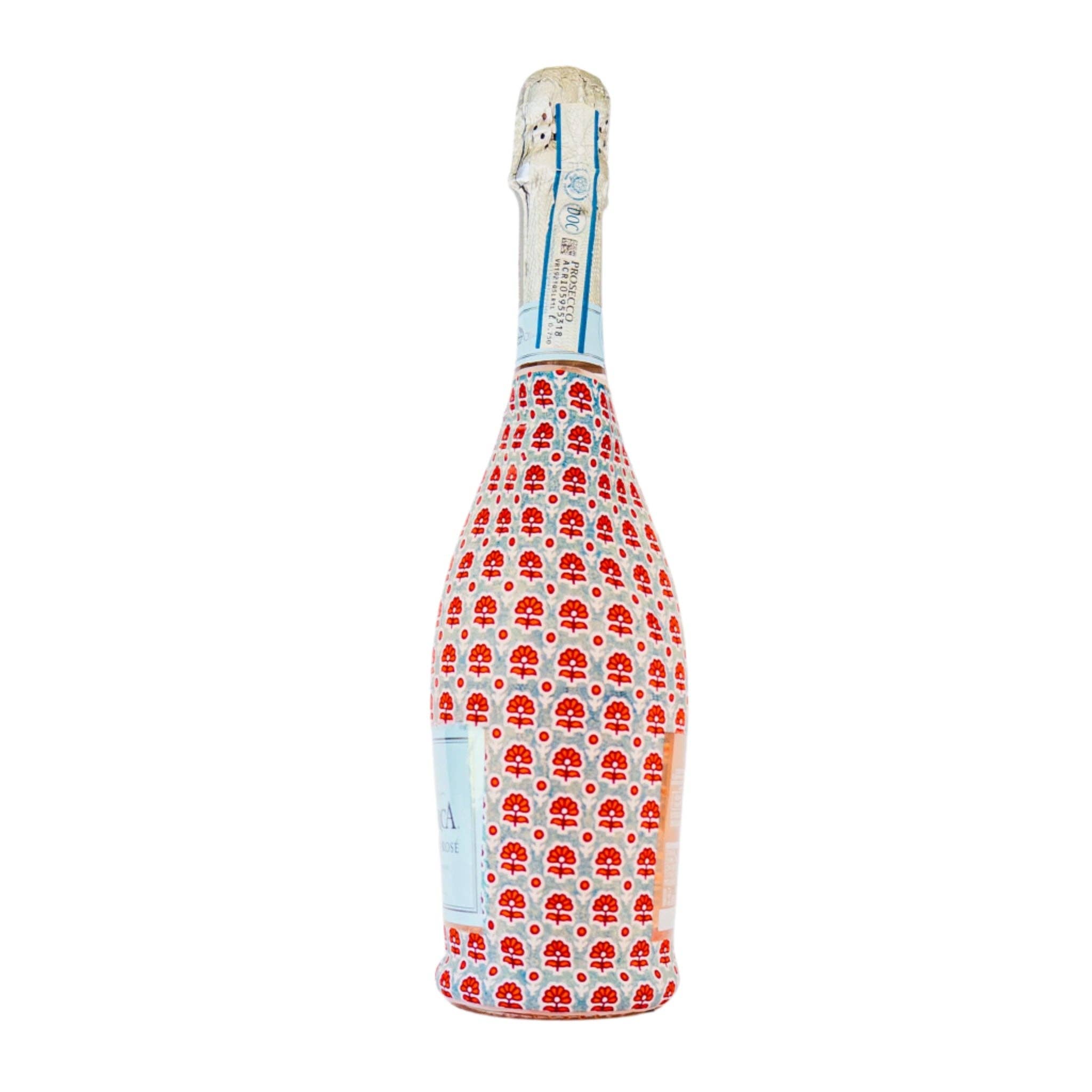 Beau Bottles - Wholesale Wine Gift Bag - Beau Bottles Indian Blockprint Blue Flower - Prosecco Collection1