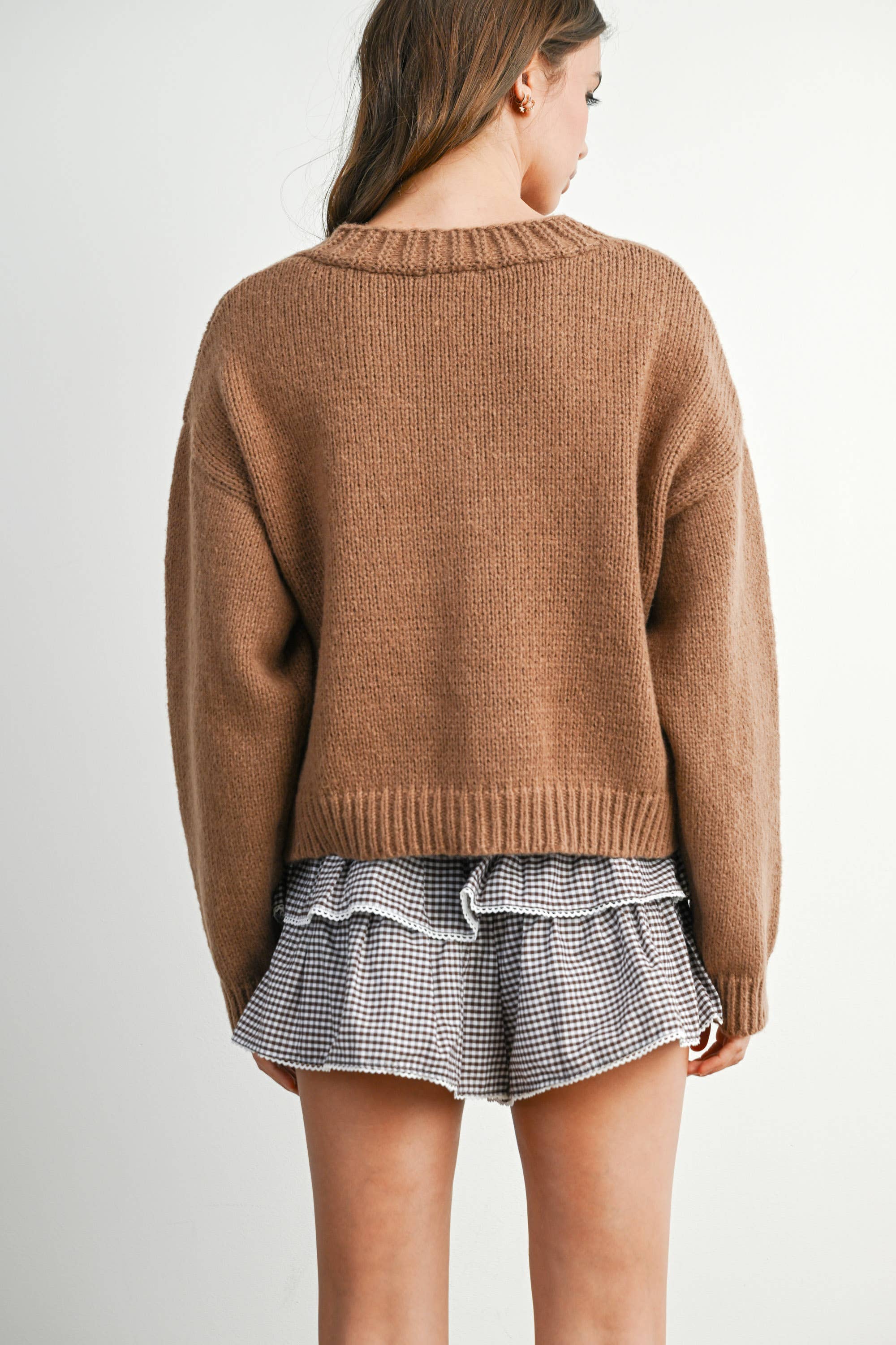 BUTTERMELON – Großhandel Strickjacke – Damen – Kurzer Cardigan mit Erdbeerstickerei - BMC76094