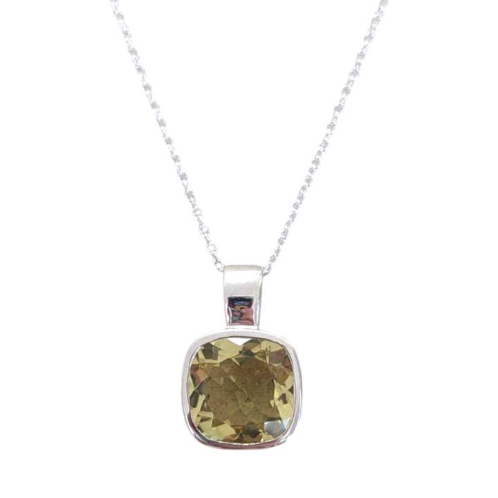 SALE Square Lemon Topaz Sterling Silver Pendant Necklace for wholesale by Saraswati Imports