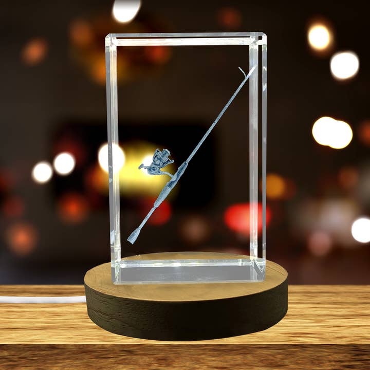 Exquisite 3D Engraved Crystal Fishing Rod Gift for wholesale by AB Crystal Collection