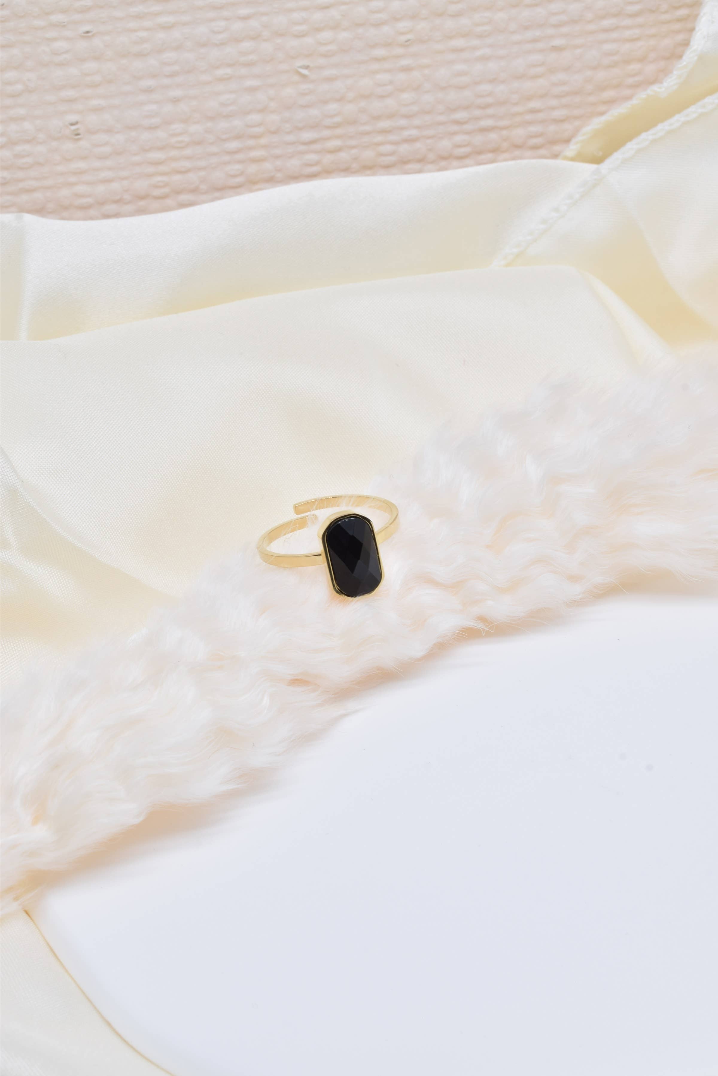 Kapyco - Wholesale Single Stone/Solitaire Ring - Adjustable steel ring with stone - BG210105OR4