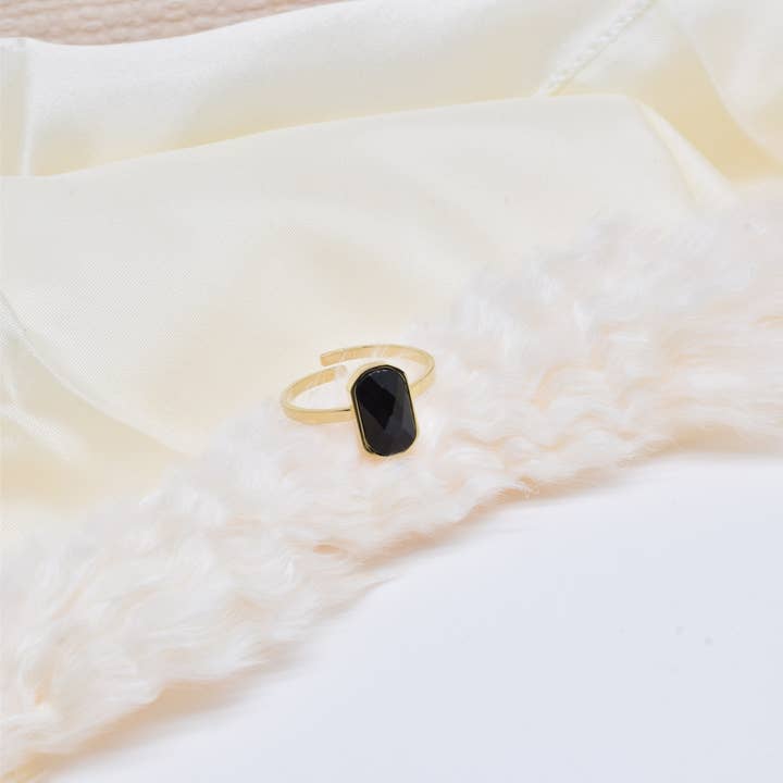 Kapyco - Wholesale Single Stone/Solitaire Ring - Adjustable steel ring with stone - BG210105OR4