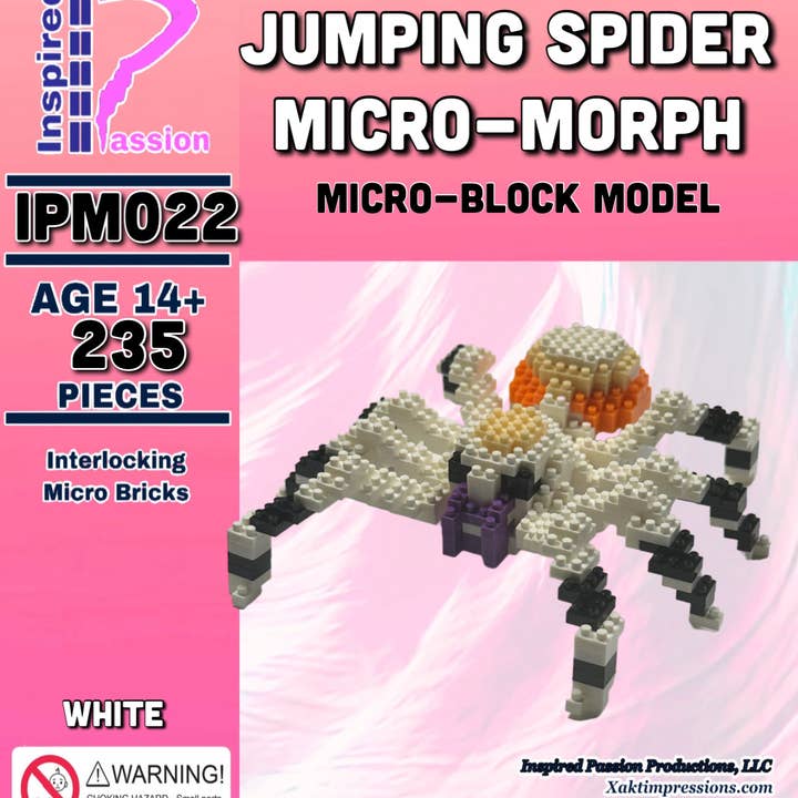 Wit Jumping Spider Micro Morph Micro-Block-model voor wholesale door Inspired Passion Productions,LLC
