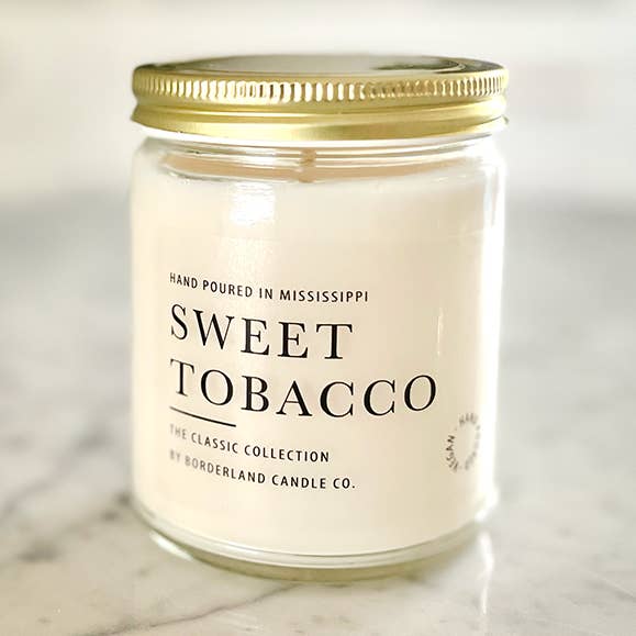 Sweet Tobacco Soy Candle (Classic Collection) for wholesale by Borderland Candle Company
