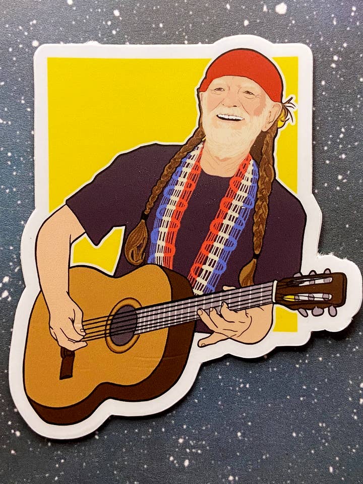 Adesivo in vinile - Willie Nelson per la vendita all'ingrosso da parte di The Red Swan Shop