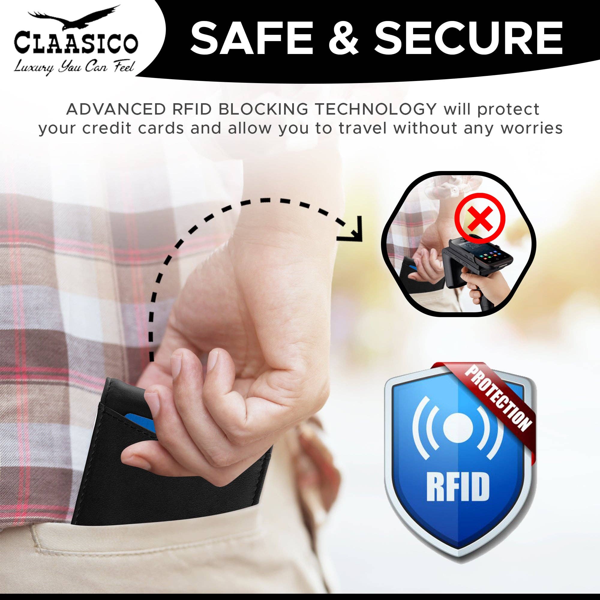 Claasico - Wholesale Wallet - Men's - Small bifold leather money clip wallet with pull strap1