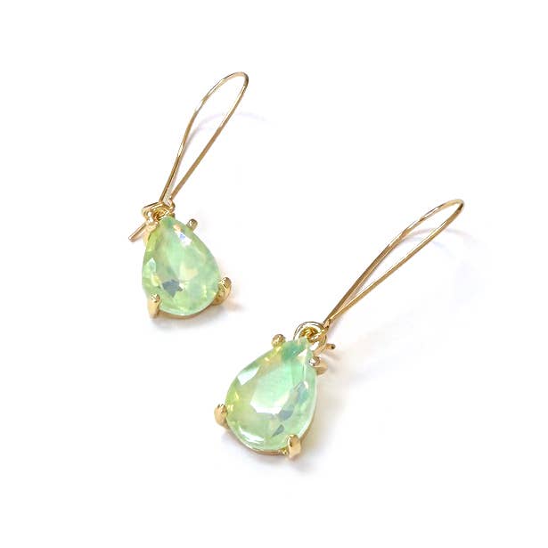 StarryNYC - Wholesale Dangle Earrings - Midi Size Teardrop 5A Grade Glass Drop Kidney Wire Earrings16