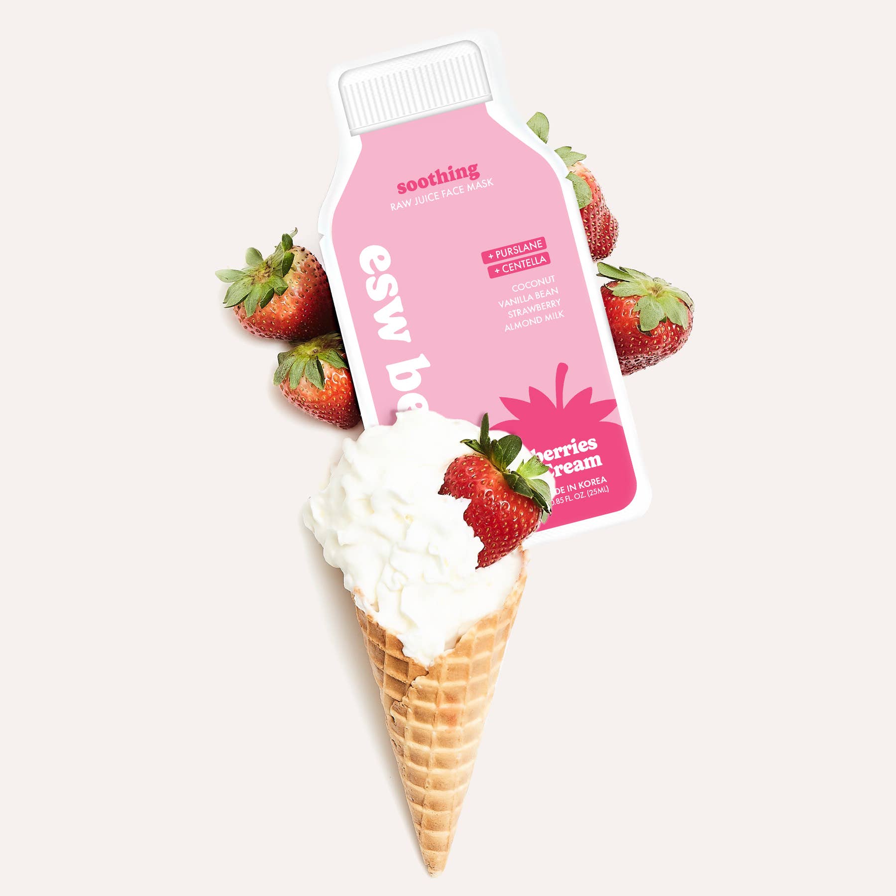ESW Beauty – wholesale Skincare face mask – Strawberries and Cream Soothing Raw Juice Sheet Mask4