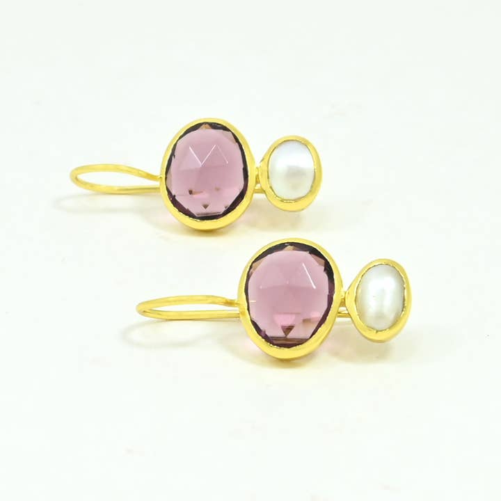 Primrose Earring Gold Plated - Rhodolite & for wholesale by Schmuckoo Berlin