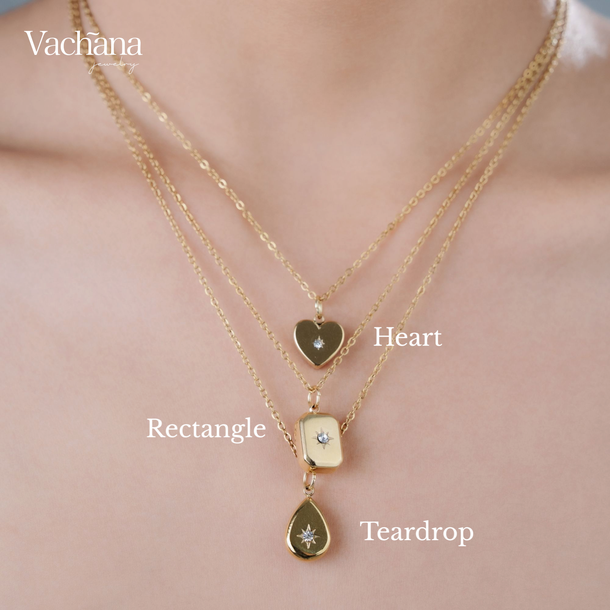 Vachana – wholesale Pendant/charm necklace – Teardrop, Rectangular Cubic Zirconia North Star Necklace 5