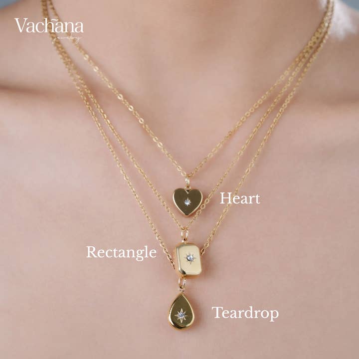 Vachana – wholesale Pendant/charm necklace – Teardrop, Rectangular Cubic Zirconia North Star Necklace 5