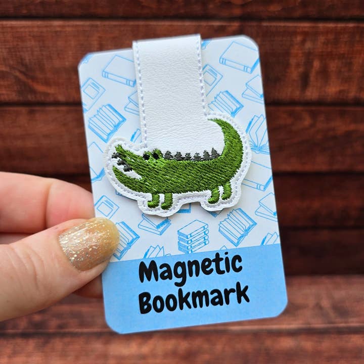 Crocodile | Embroidered Magnetic Bookmark | Book Accessory for wholesale by Laurel Cottage Crafts