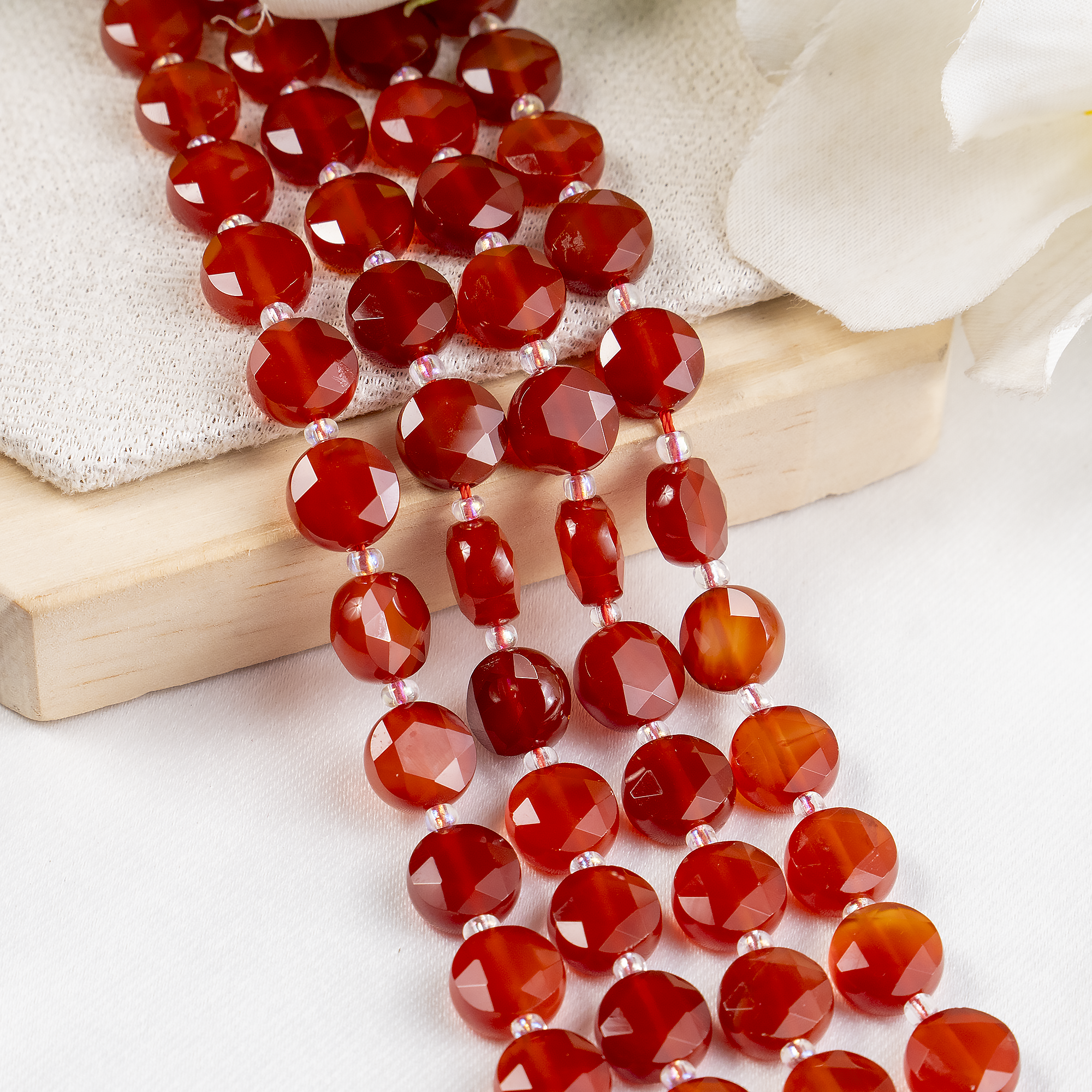 Soothing Crystals Beads - Wholesale Beads - Heishi Disc Beads | Red Onyx | Flat Crystal Beads10
