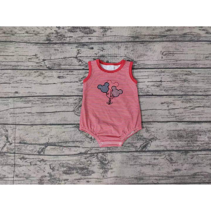 Aier Wholesale - Wholesale Bodysuit (non-footed) – Baby - Baby Infant Boys Red Stripes Balloons Rompers1