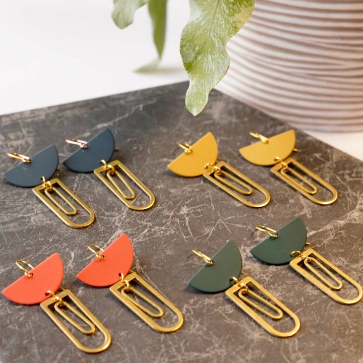 Copper Bee - Wholesale Dangle Earrings - Colour and Brass Geometric Earrings