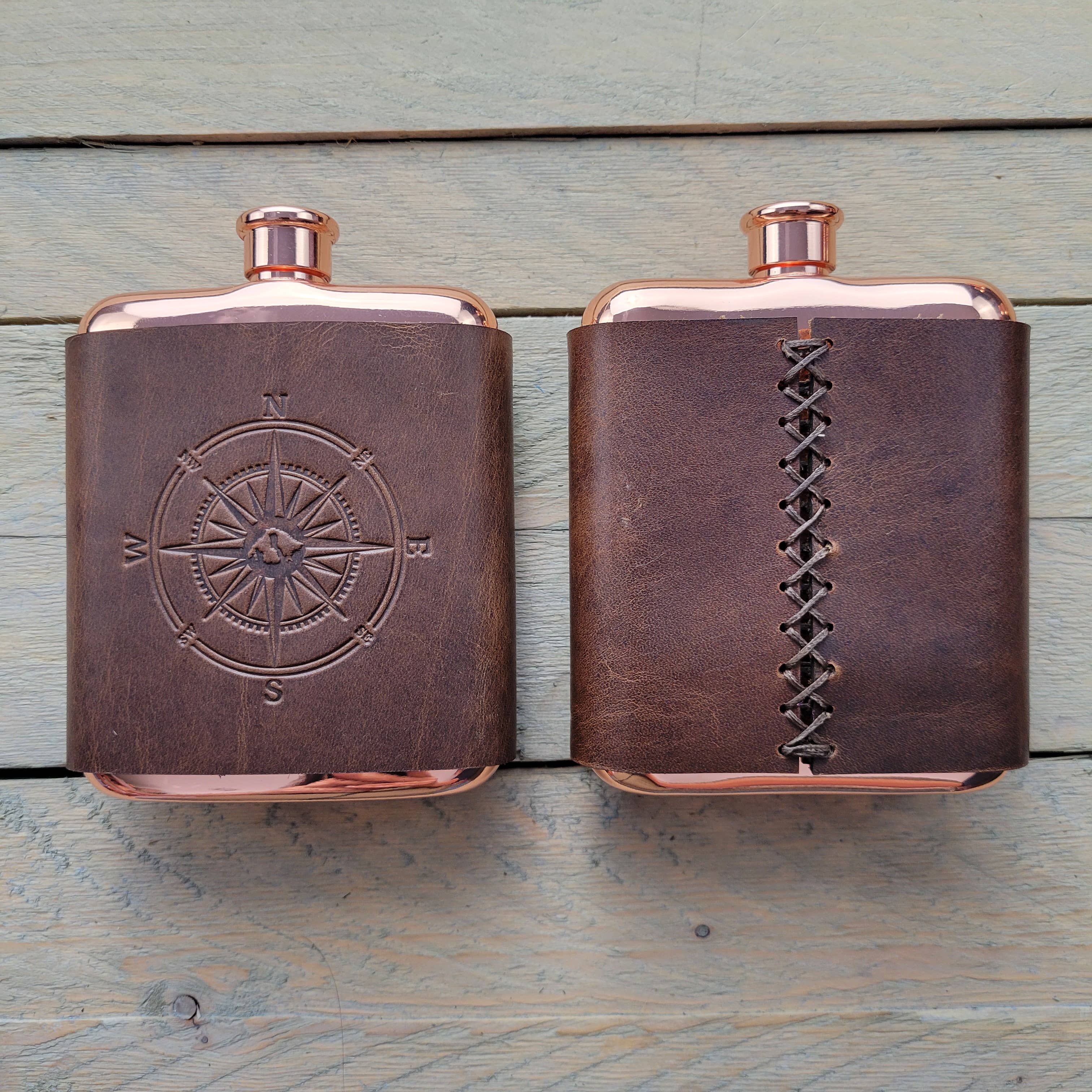 Orcas Island Leather Goods - Wholesale Flask - Leather-Wrapped Flasks3