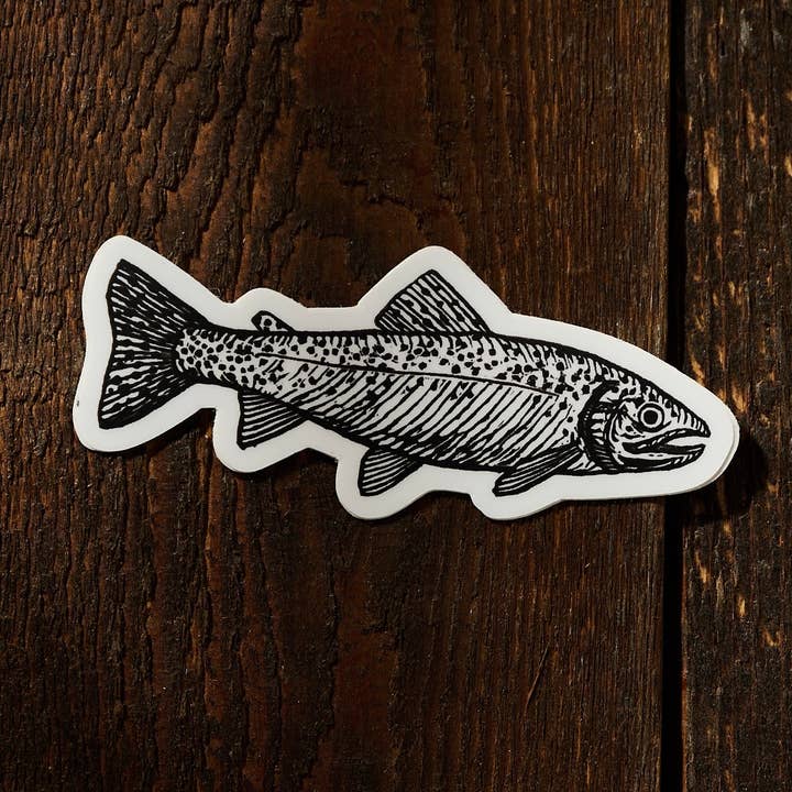 Anomal Press - Wholesale Sticker - Trout linocut sticker 1