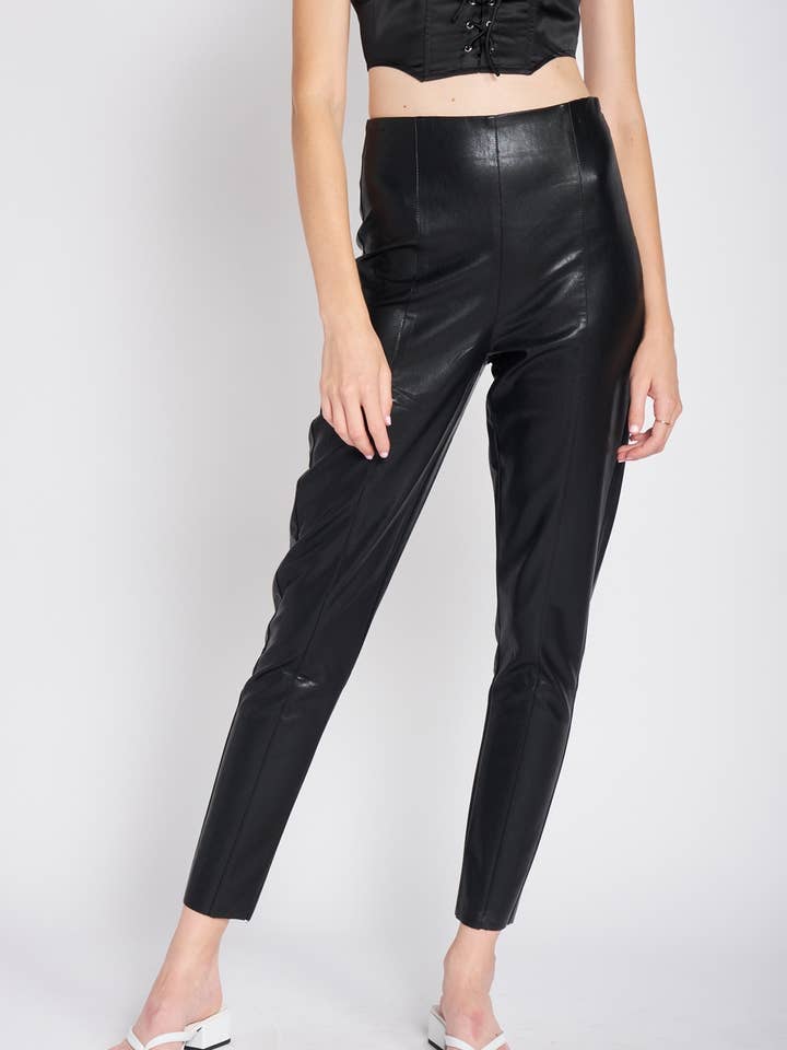 HØJ TALJE LÆDER AFGRØDE BUKSER for engroshandel hos Emory Park