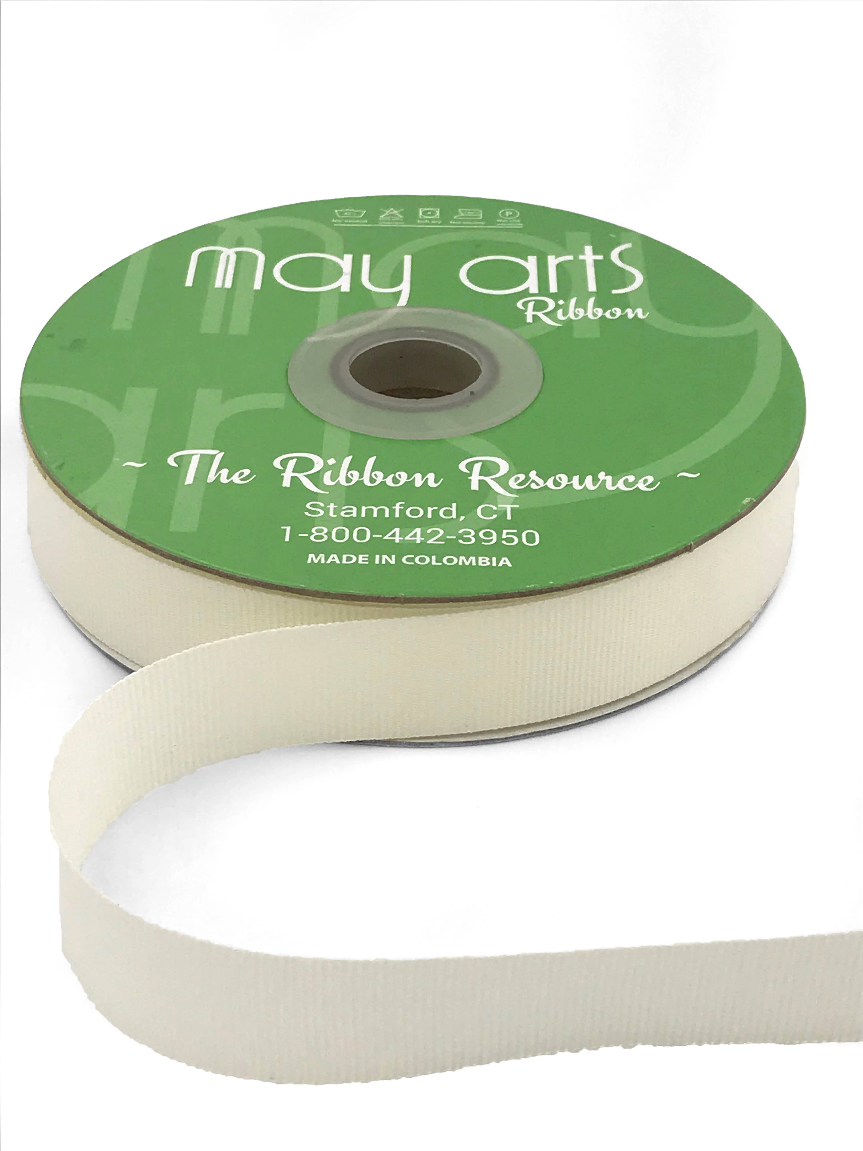 May Arts Ribbon - Wholesale Ribbon - Gift Wrapping - 3/4" Ivory Woven Grosgrain Ribbon0