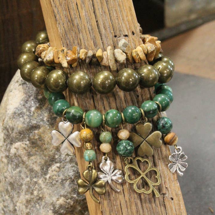 Lucky Green Thumb Charm'd Bracelet Set for wholesale by The Primitive Peddler, Inc.