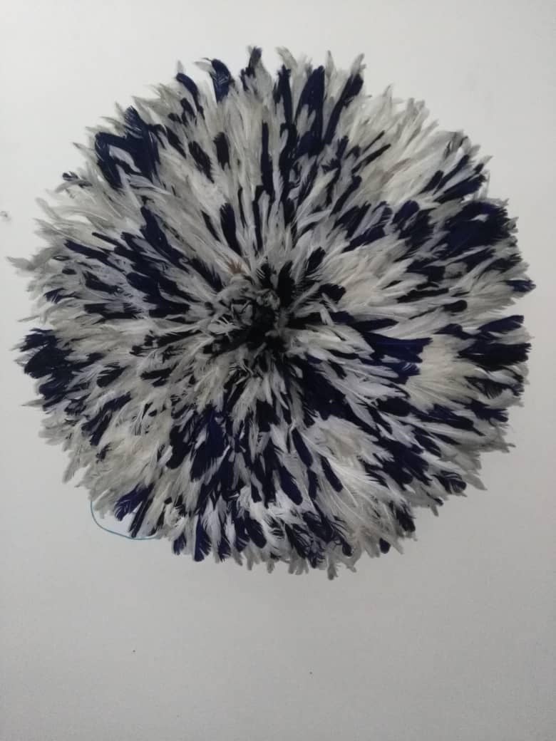 HOME DECOR FR - Wholesale Decorative Tabletop Object - White, navy blue and gray speckled juju hat2